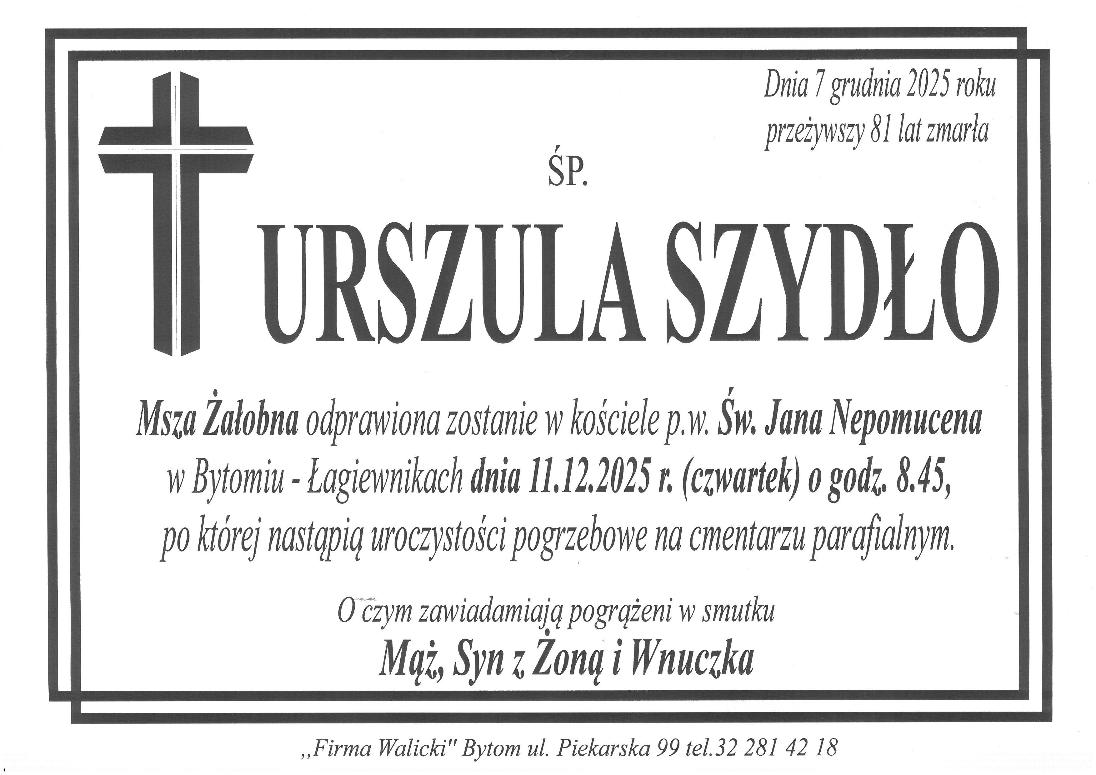 Zmarła śp Urszula Szydło - dyrektor szkoły w latach 1979-1997.