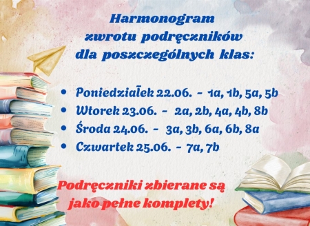 Harmonogram zwrotu podręczników